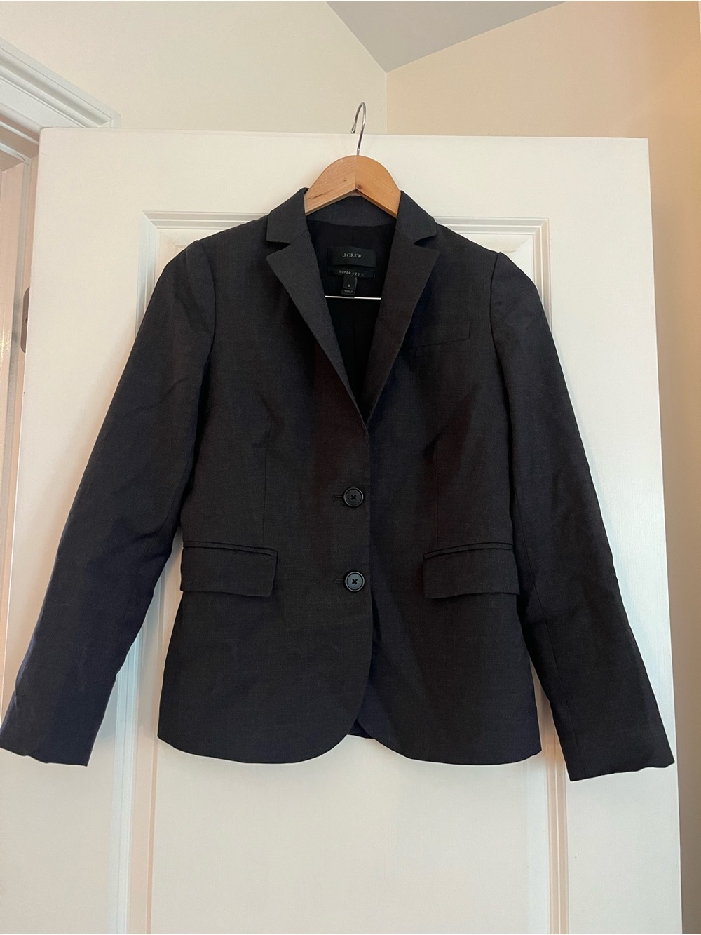 J. Crew Women's Grey Italian Wool Two-Button Classic Tailored Blazer